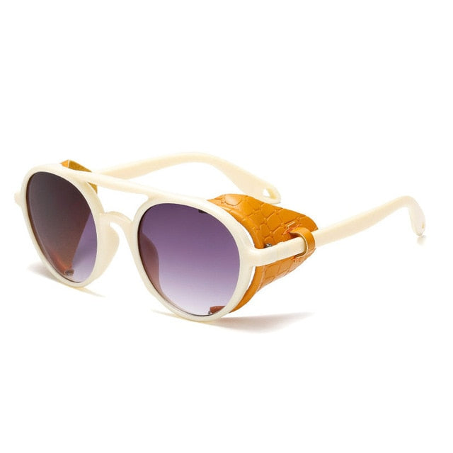 Fashion Steampunk Sunglasses Brand Design Round Shades Men Women Vintage Punk Sun glasses