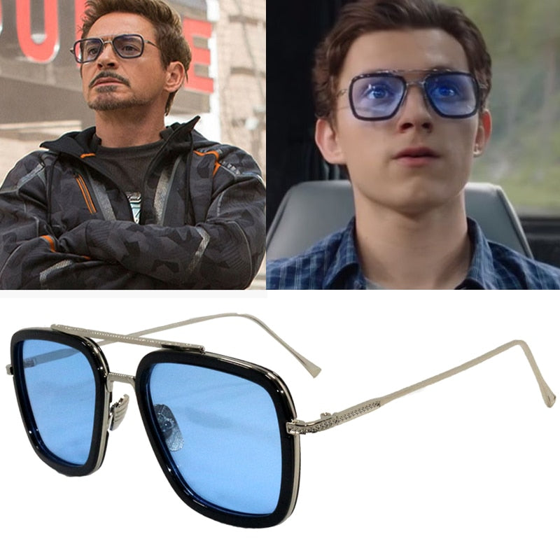 2019 New Fashion Avengers Tony Stark Sunglasses Men Metal Square iron man Glasses