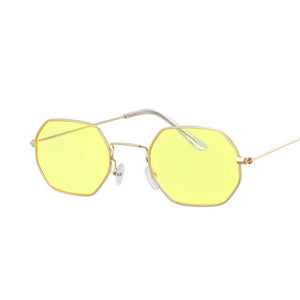 Hexagon Yellow Sunglasses Women Retro Brand Designer Classic Sun Glasses
