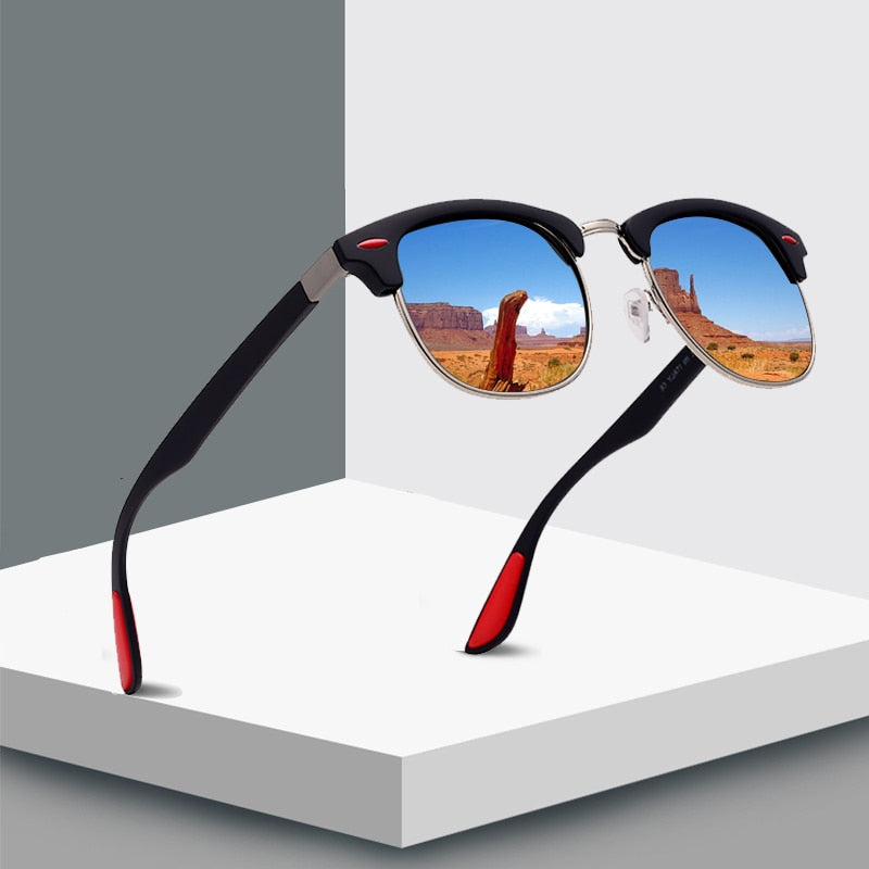 Classic Polarized Sunglasses Men Women 2019 Vintage Brand Designer Semi Rimless Sun Glasses