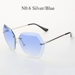Luxury Fashion Rimless Oversized Cutting Lens Sunglasses